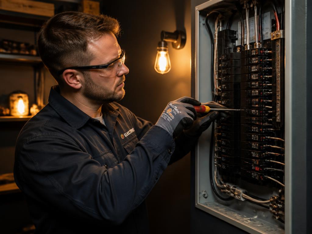 D&M Electric technician working on a residential electrical panel